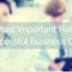Business women in background, blurred out with title - The Most Important Habits of a Successful Business Owner