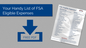 Piece of paper showing the FSA eligible Expenses for ERM with title - Your Handy List of FSA Eligible Expenses